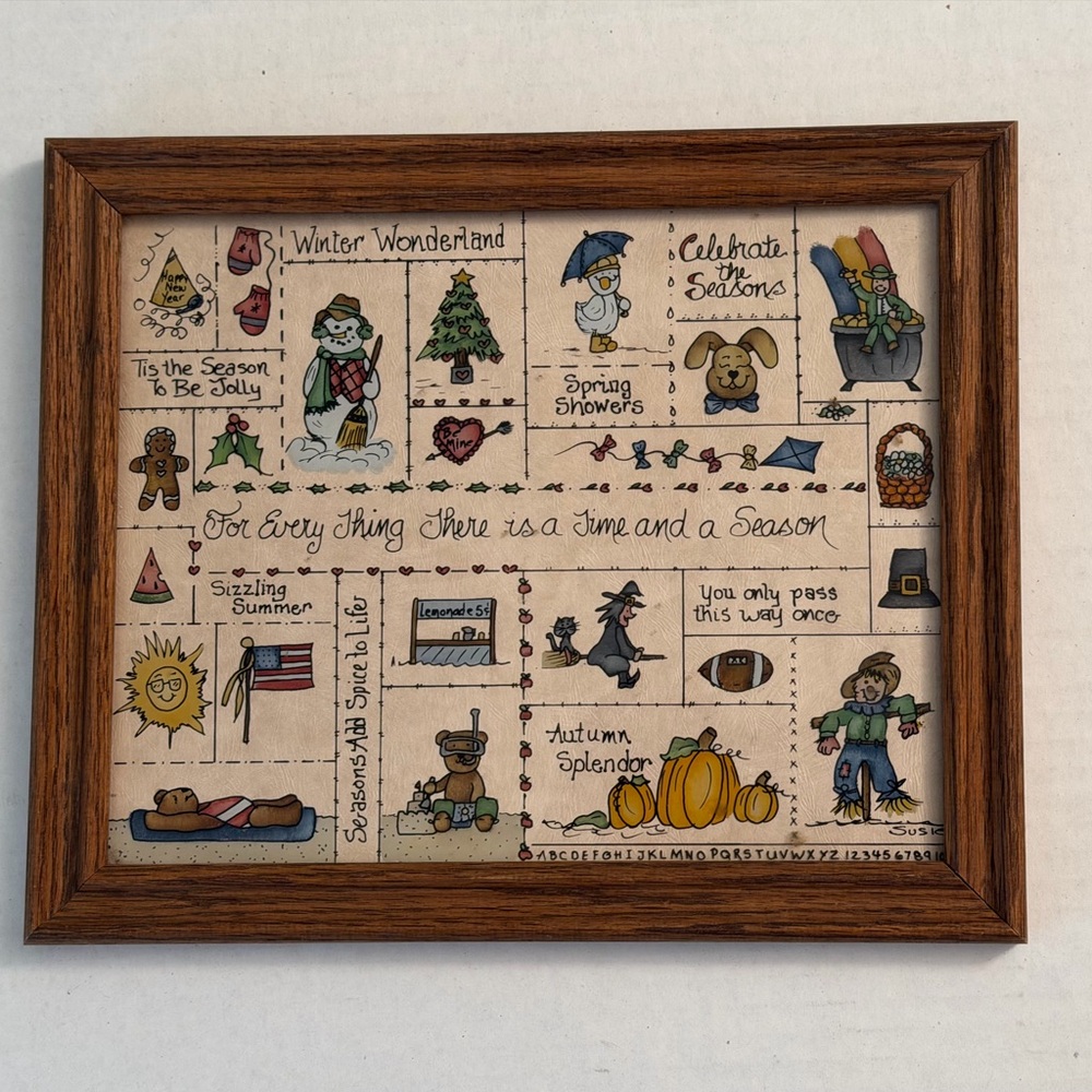 Vintage Seasonal Reverse Painted Sampler inspirational cottage core decor